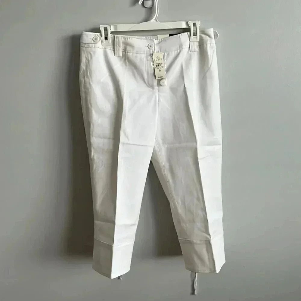 New White Marisa Cropped Style Pants Ann Taylor Loft